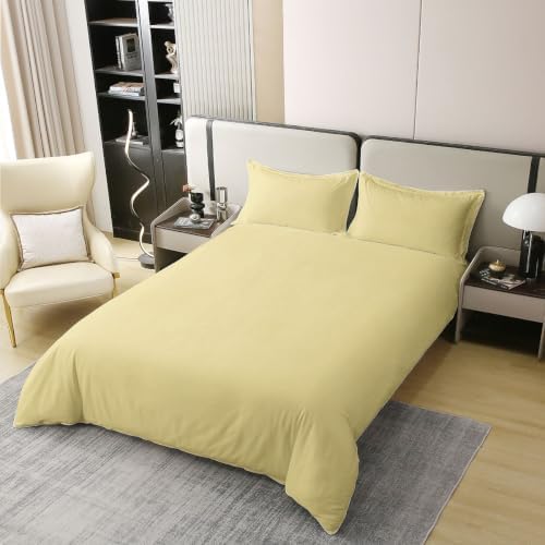 Erosebridal Beige 100% Cotton Duvet Cover Queen Solid Color Comforter