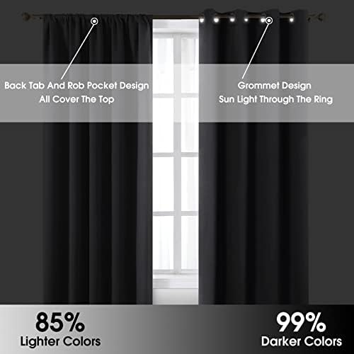 HOMEIDEAS Blackout Curtains, 2 Pages Grey Gray Room Darkening Bedroom