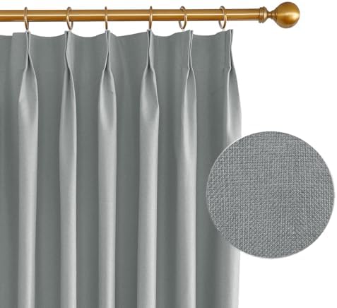 Gray Pinch Pleated Blackout Curtains 84 inches Long, 1 Panel