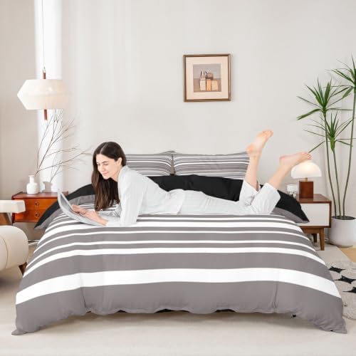 Erosebridal Geometric Striped King Duvet Cover for Kids Teens Adults
