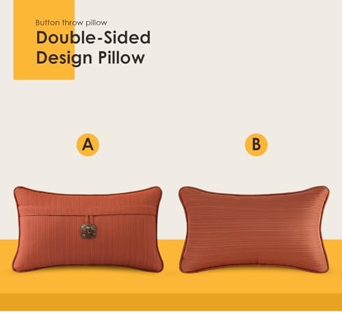 Outdoor Decorative Pillows with Coconut Button Pack of 4, 20" x 12"