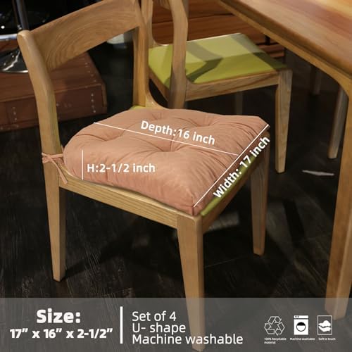 FABRICASTLE Chair Cushions Pads Non-Skid Comfortable 17" x 16" Seat