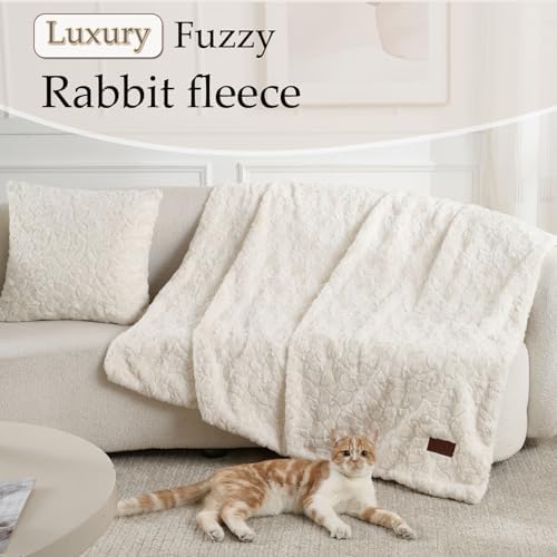 Faux Fur Rabbit Throw Blanket,Super Soft Plush Thick Warm