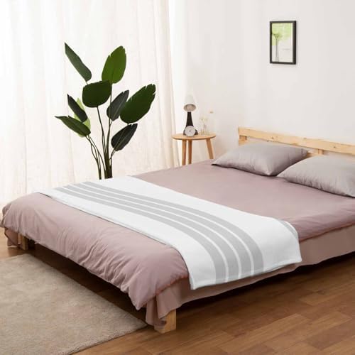 Flannel Fleece Blanket 60" x 80", Minimalist Geometric Microfiber Cozy