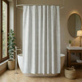 Grey Linen Look Shower Curtain | 230 GSM Heavyweight Textured Fabric