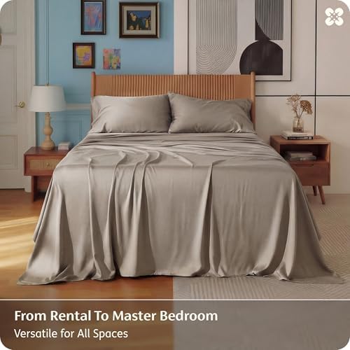 Bedsure PureWoven 100% Rayon Derived from Bamboo, Queen Sheets