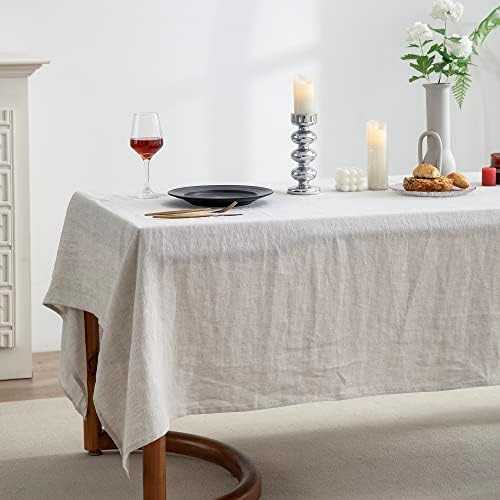 EVERLY 100% Pure Linen Rectangle Tablecloths 108Lx60WInch for