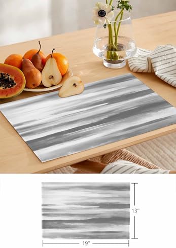 Gray White Table Mats Set of 4 With Table Runner 90 Inches