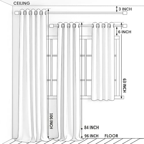 VOGOL Abstract Geometric Blackout Curtains, Grommet Top, 52 x 63, 2