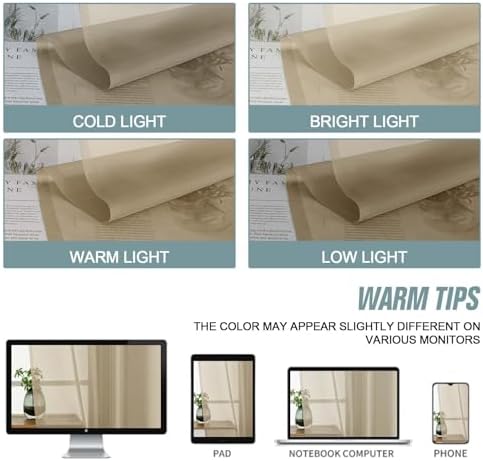 Taupe Sheer Curtains 84 Inches Long 2 Panels, Elegant Airy Transparent