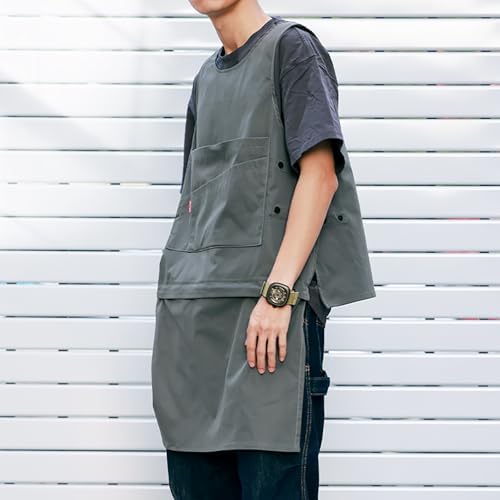 Bib Apron, Adjustable, with Pockets,Detachable Hem Suitable for