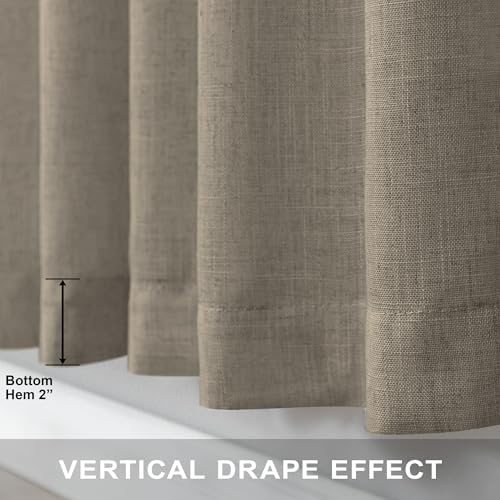 Pitalk Taupe Curtains 84 Inches Long for Living Room 2 Panel Sets