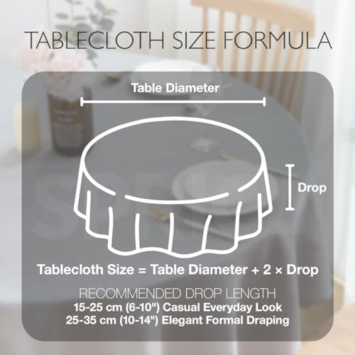 Round Imitation Linen Tablecloth 78 in Water-Resistant, Linen