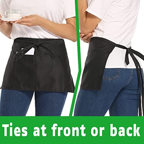 NOBONDO 12 Pack Waitress Aprons with 3 Pockets - Waist Aprons for
