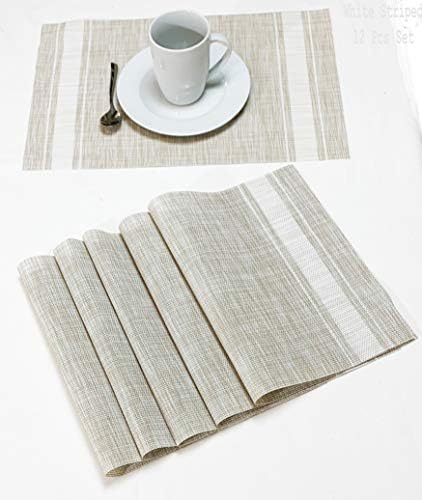 Jutemill Set of 12 PVC Vinyl Woven Place mats, Heat Insulation Stain