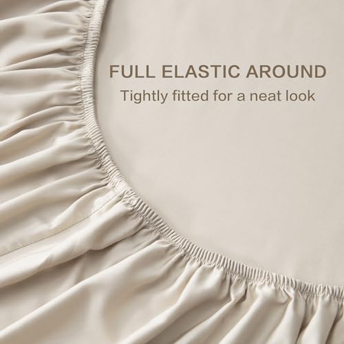 Andency King Sheets Set 100% Viscose Derived from Bamboo, Oatmeal