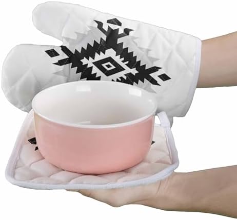 Quilted Cotton Terry Cloth Oven Mitt, Pot Holder Abstract Tribe