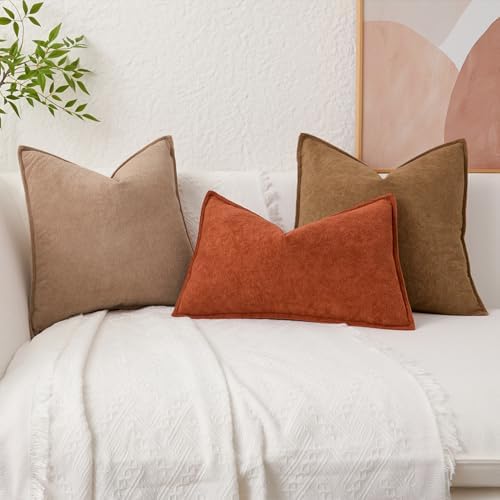 Kevin Textile Soft Waterproof Pillow Covers 18x18 Inch 2 Pack, Brown