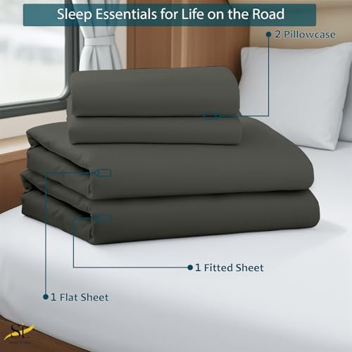 Shreem Linen RV Bunk XL Sheets 42x80, 100% Egyptian Cotton 4-Piece