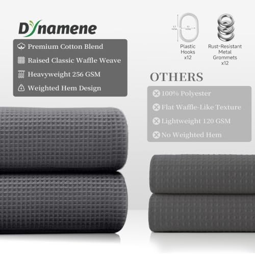 Dynamene Stall Waffle Shower Curtain Cotton Fabric 36x72 Charcoal Gray