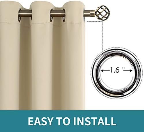 BGment Beige Sliding Door Curtain 108 Inch Long - Wide Room Darkening