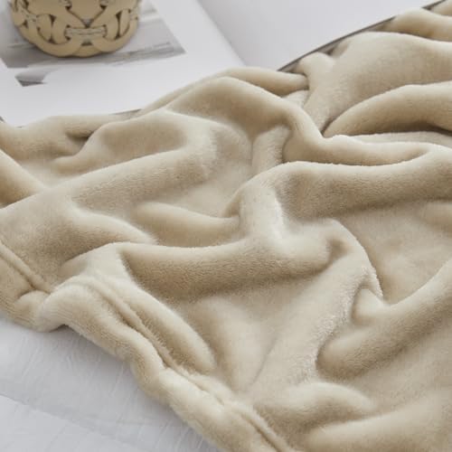 Hansleep King Taupe Fleece Blanket, Soft Flannel Bed Blanket