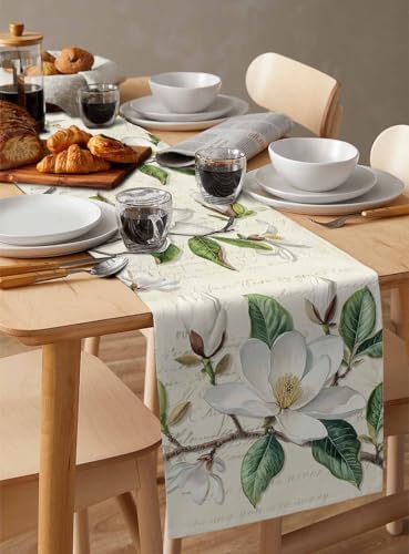 Vintage Floral Spring Table Runners 120 Inches Long, Rustic Botanical