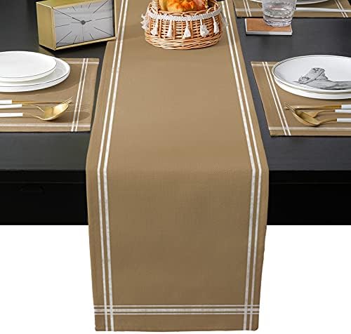 Teamery Table Runner for Kitchen Decor, Khaki Solid Color Table