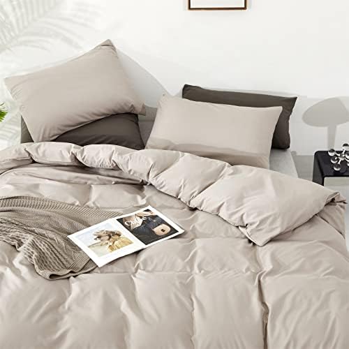 KAREVER Light Khaki Comforter Set Full Size Oatmeal Color Bedding