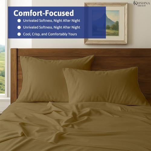 KRISHNA Full Giza Egyptian Cotton 4 Piece Sheet Set, 100% Long Staple
