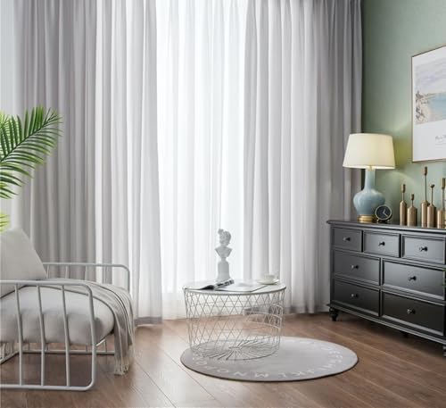 Beydodo Semi Sheer Curtains 63 Inch Length 2 Panels Set, Bedroom