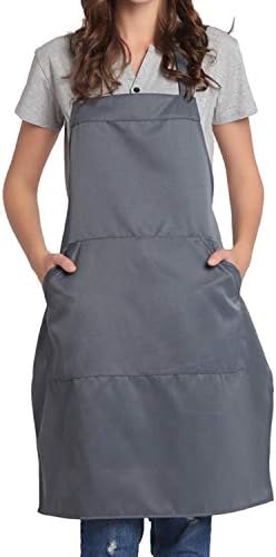 BIGHAS Adjustable Bib Apron with Long Ties for Women Men 18 Colors