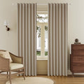 DUALIFE 100% Blackout Linen Taupe Curtains 84 Inch for Living Room