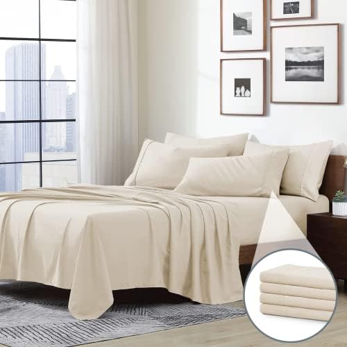Swift Home Full 6 Piece Sheet Set, Ultra-Soft, Cream