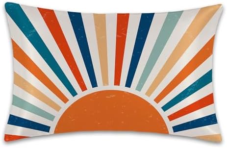 1 Pack Satin Pillowcase for Hair and Skin Retro Colourful Sunset