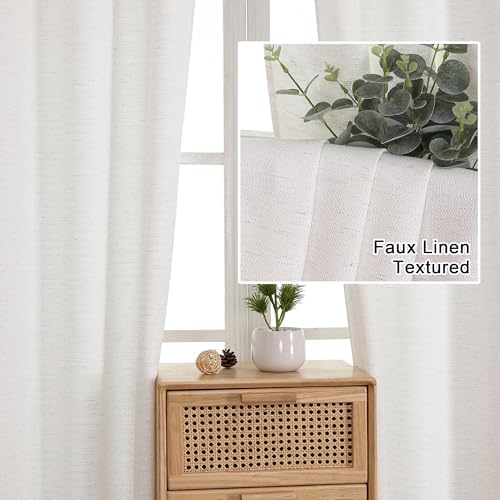 Lecloud Bessie Curtains 54 Inch Length 2 Panels, Light Filtering Faux