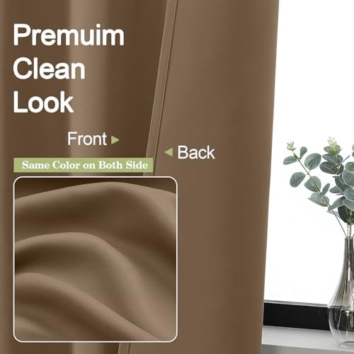 OWENIE Brown Blackout Curtains for Bedroom Living Room 72 Inch Long 2