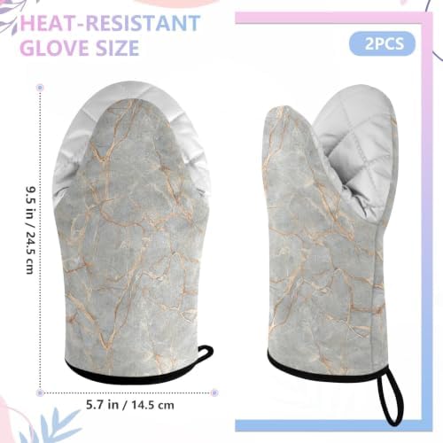 Marble Gray Oven Mitts and Pot Holders Set 2 Pcs
