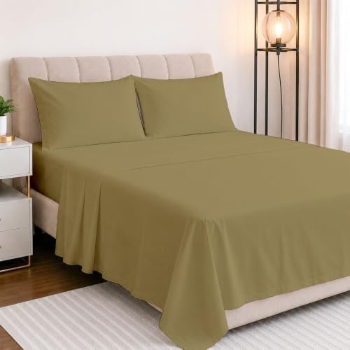 NON Sticky cotton 4 Piece Full XL Extra Deep Pocket Sheet Set, 100%