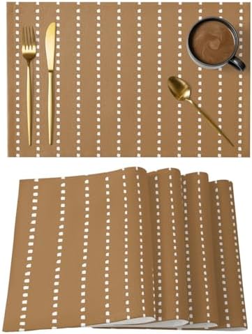 Round Placemats Set of 8 Fall Neutral Tan Place Mats Rustic Minimalist