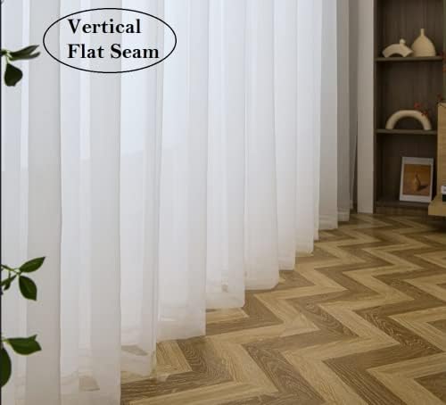 PI White Sheer Curtains 63 Inch Length with Grommet Top,Short Voile