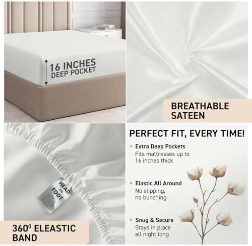 100% Egyptian Cotton Split King Sheet Set - 1000 Thread Count 7PC