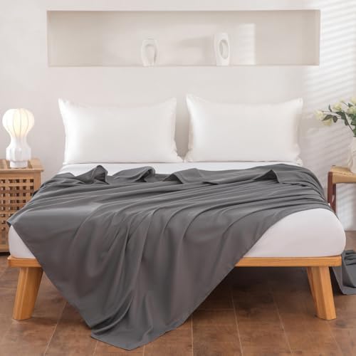 King Flat Sheet Only, 108x102Inch Dark Gray - Ultra Soft Breathable