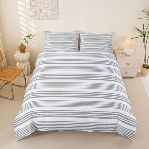 Erosebridal Neutral Striped Duvet Cover King for Kids Girls Boys