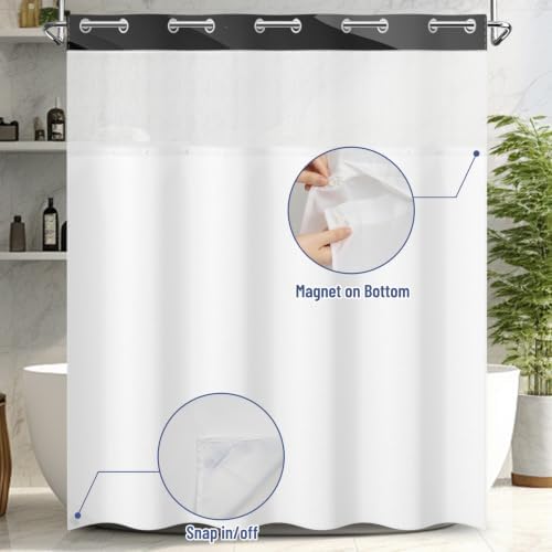 Waffle Weave Shower Curtain and Liner Set, 71x74 Inch