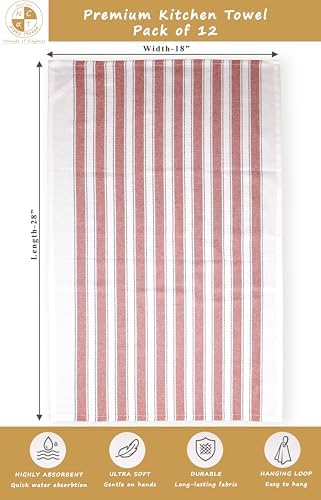 Set of 12 Cotton Kitchen Towels, Dish Cloths, Kitchen Washcloths