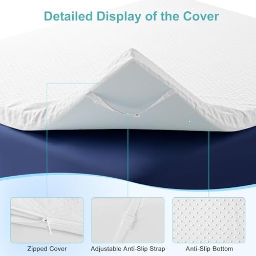 EDILLY 3 Inch Cooling Gel Memory Foam Mattress Topper Queen Size