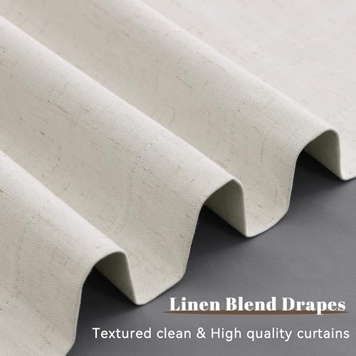 Guken Cream Natural 100% Blackout Linen Curtains 108 Inches Long 2