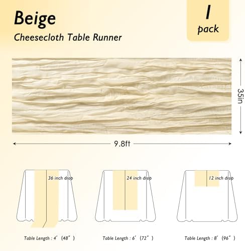 8 Pack Ivory Cream Cheesecloth Table Runner 120 Inch Boho Wedding