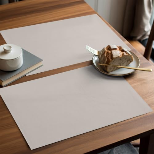 Warm Gray Placemats Set of 8, Modern Minimalist Solid Color Heat